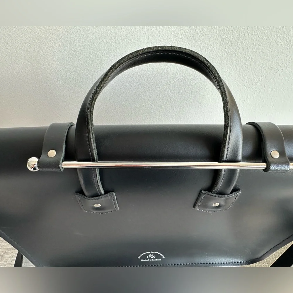 The Cambridge Satchel Company Black Leather Briefcase with Top Handle